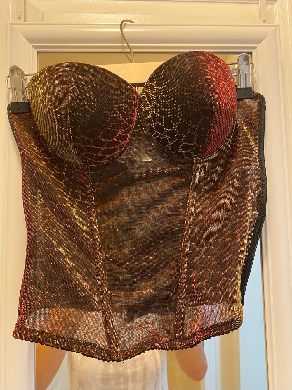 Strapless Animal-Print Bustier Corset Top in Brown Multi